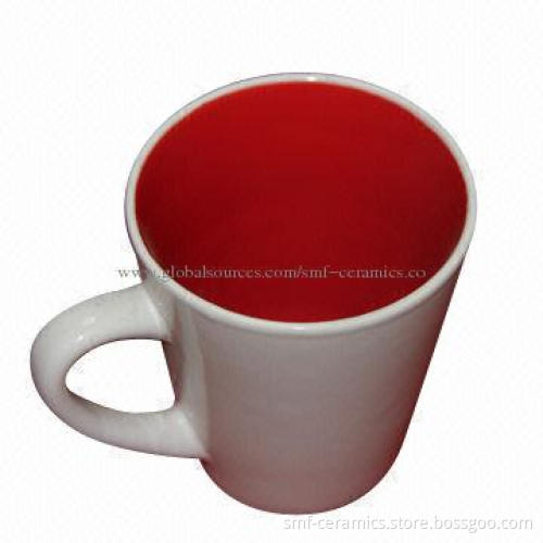 11oz Ceramic Mug with White Outside and Red Inside